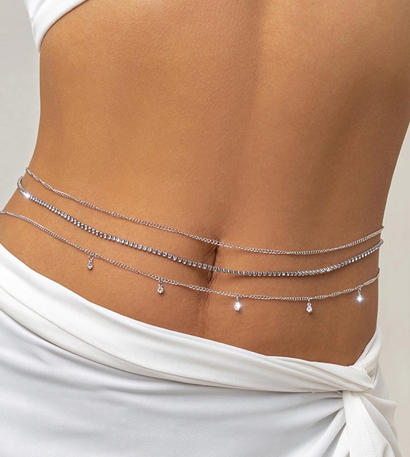 MODRSA Body Chain Belly Chain Silver Gold Waist Chain Body Chain Jewelry for Women Body Jewelry for Women Waist Chains Belly Chains for Women Chain Bra Lingerie - Image 3